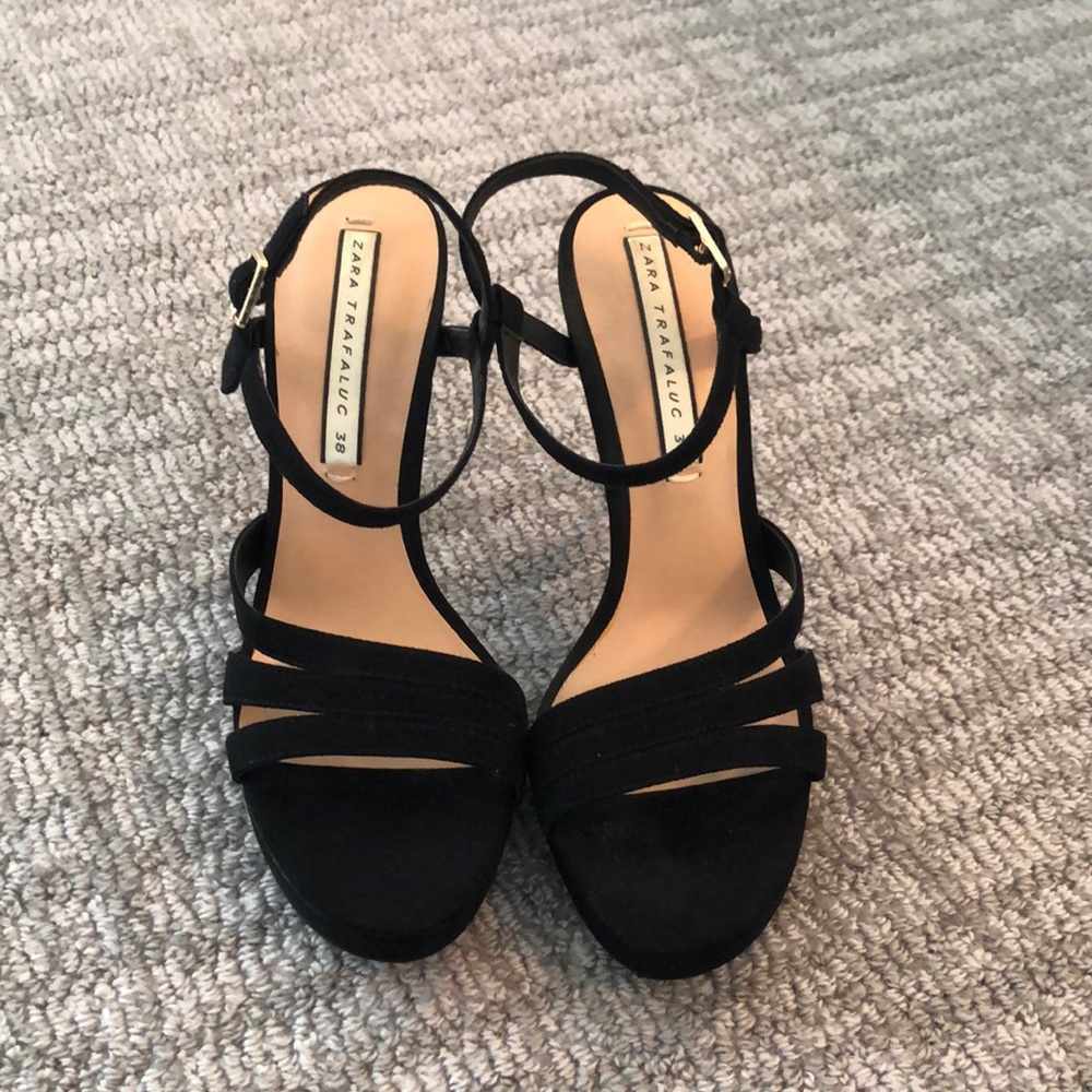 Zara black suede heels